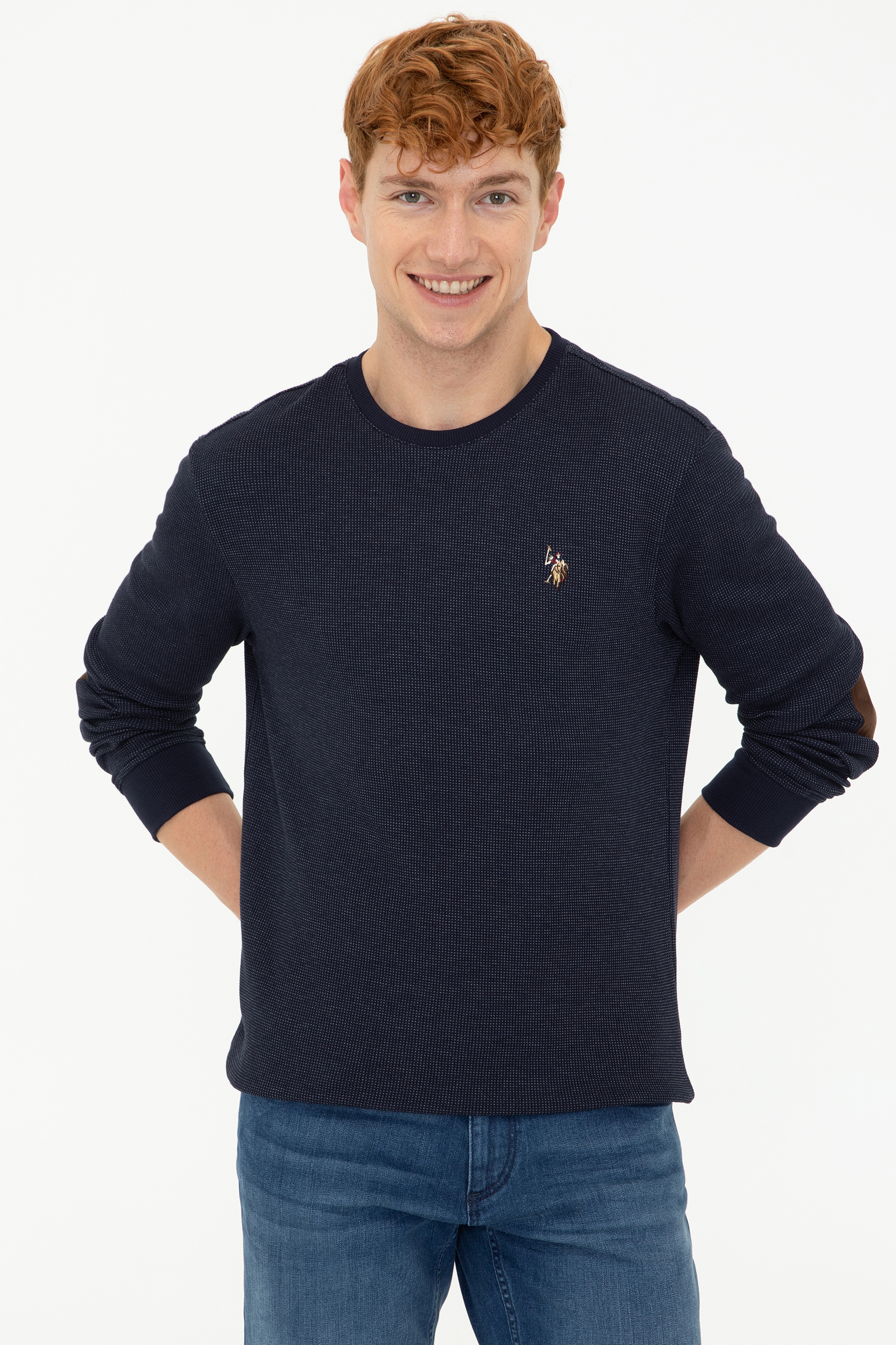 Erkek Lacivert Bisiklet Yaka Sweatshirt - Image 1
