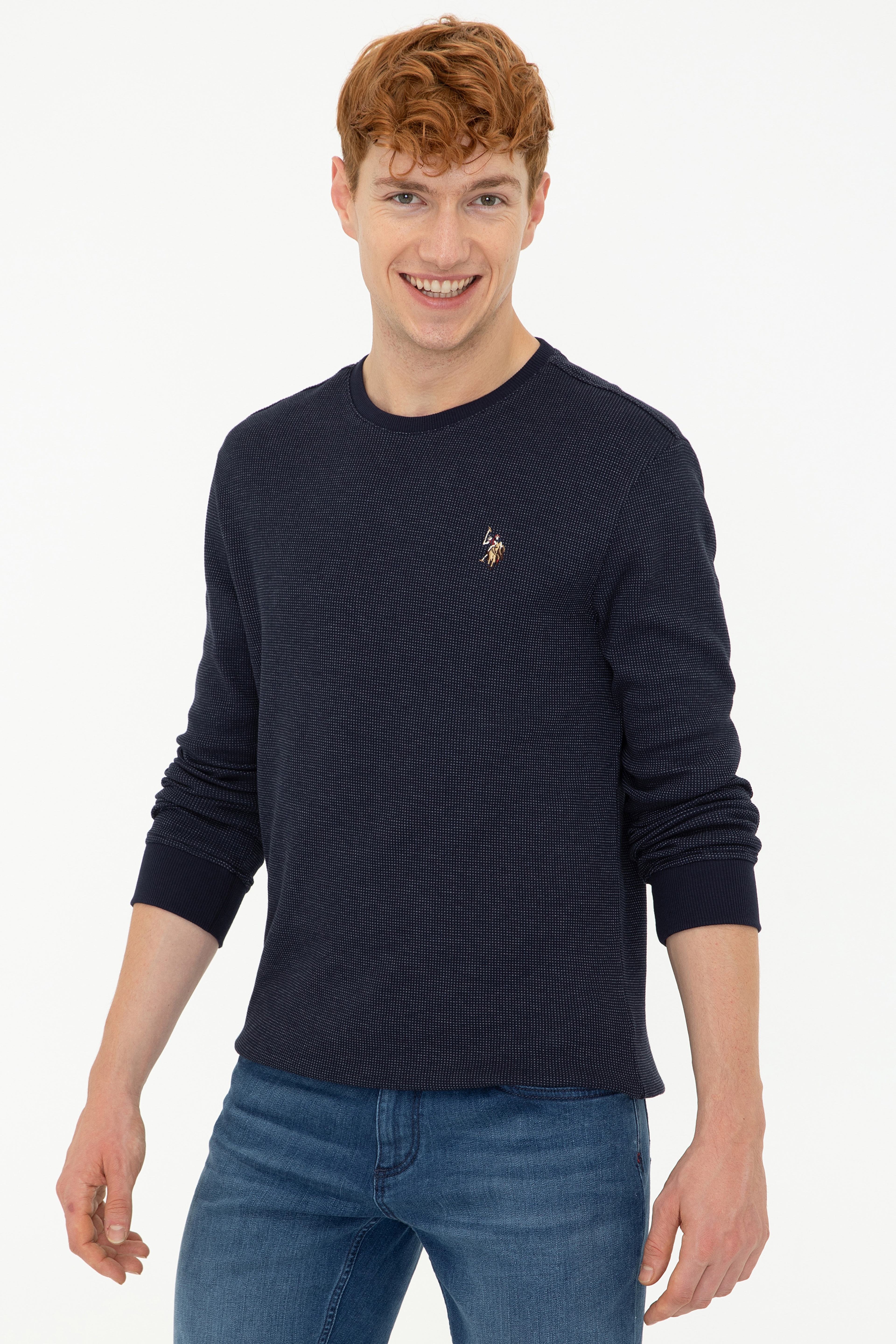 Erkek Lacivert Bisiklet Yaka Sweatshirt - Image 3