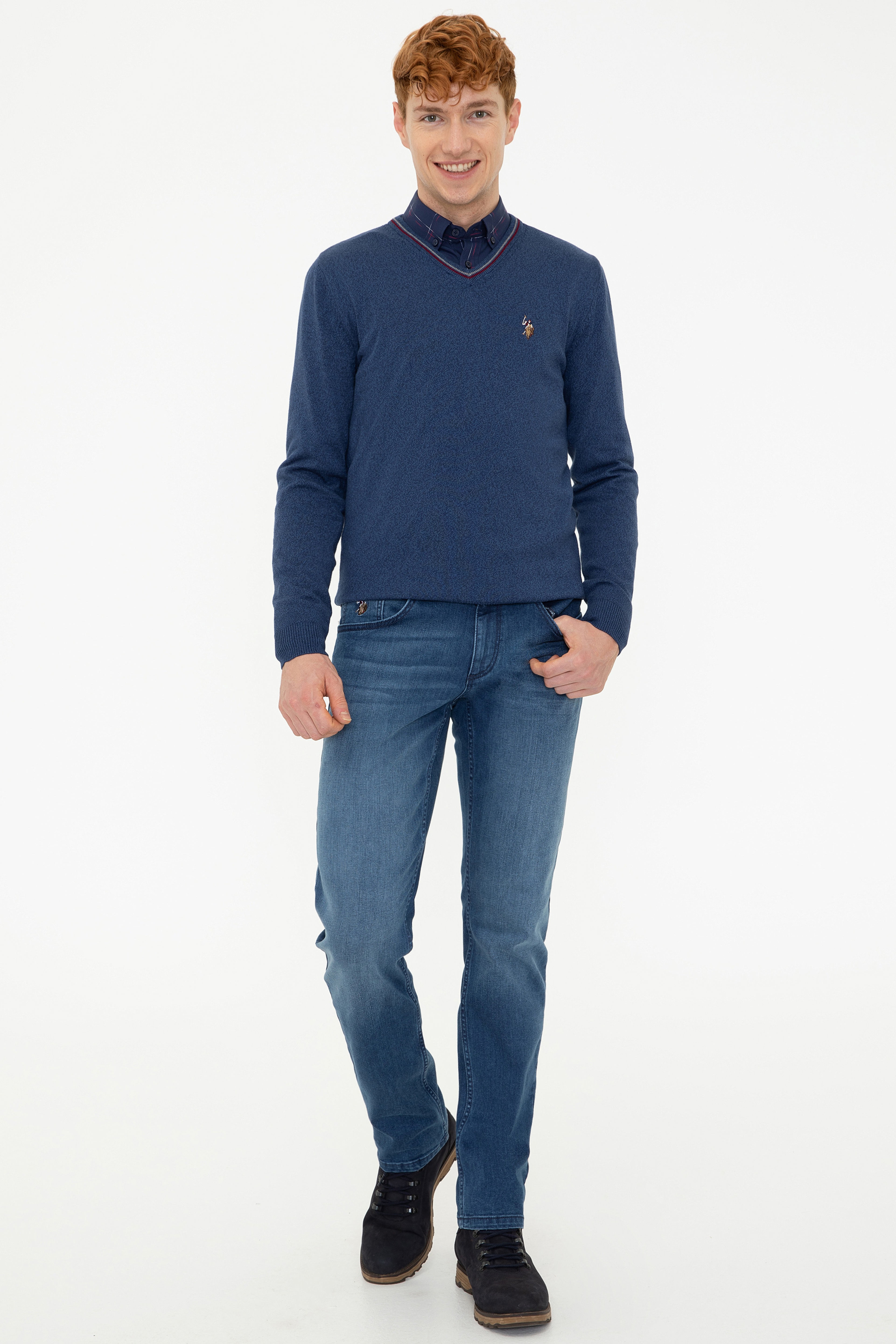 Erkek İndigo Basic Kazak - Image 5