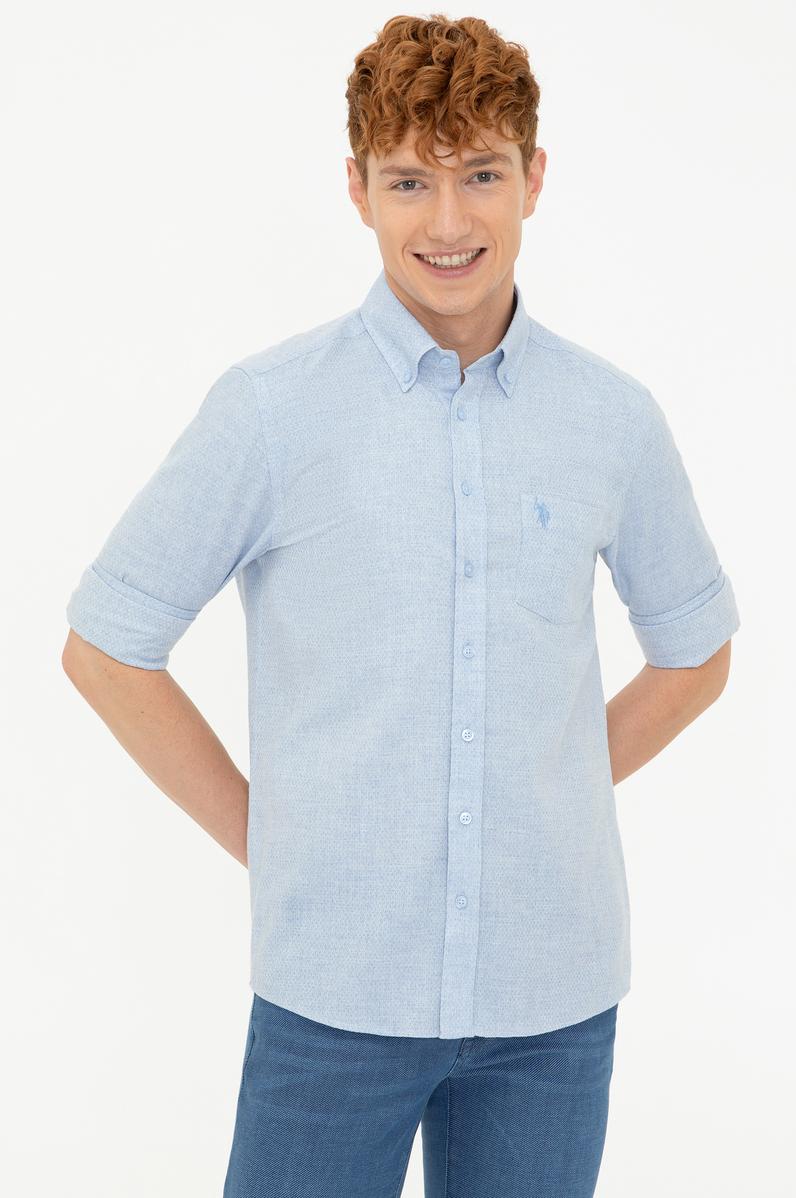 Erkek Açık Mavi Gömlek Uzunkol