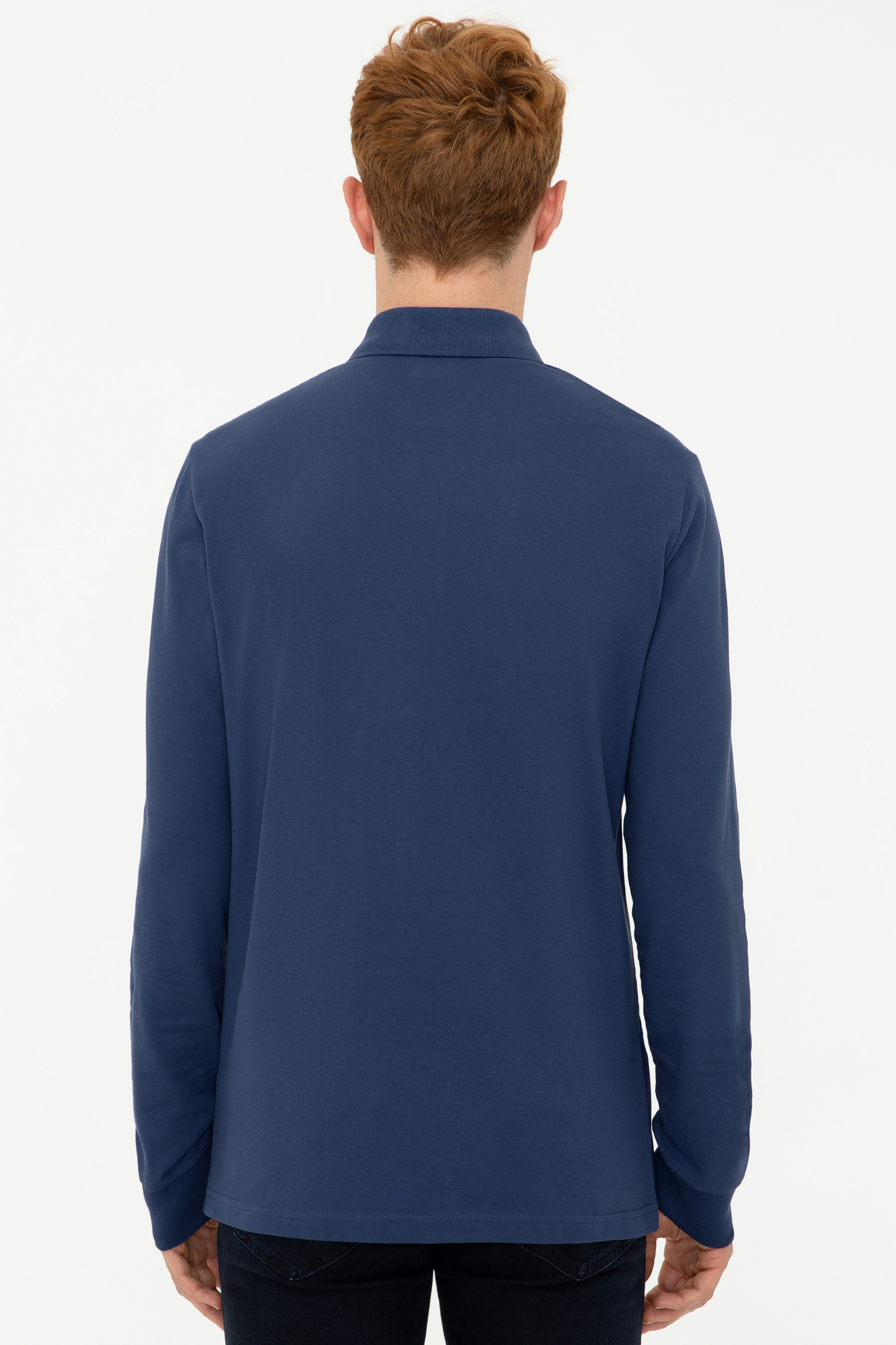Erkek Koyu İndigo Basic Sweatshirt - Image 4
