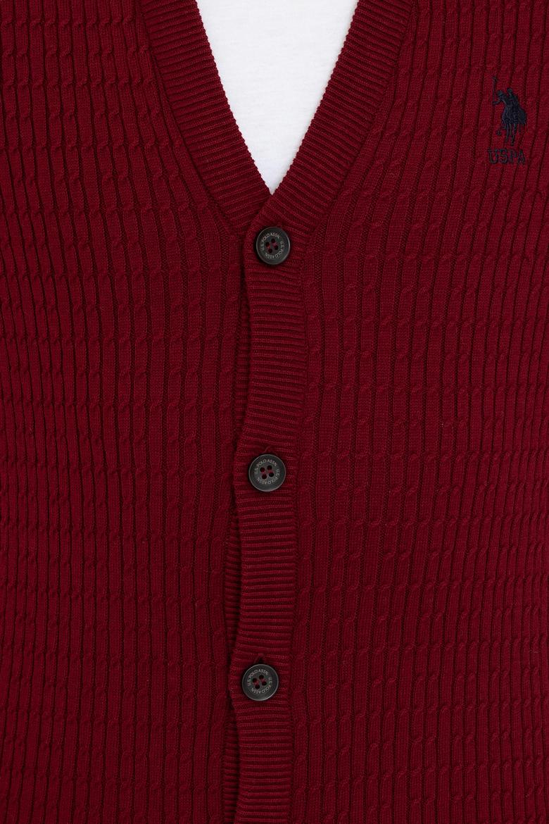 Erkek Bordo Basic Triko Hırka - 50236997046