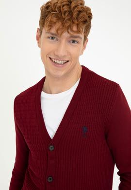 Erkek Bordo Basic Triko Hırka - 50236997046