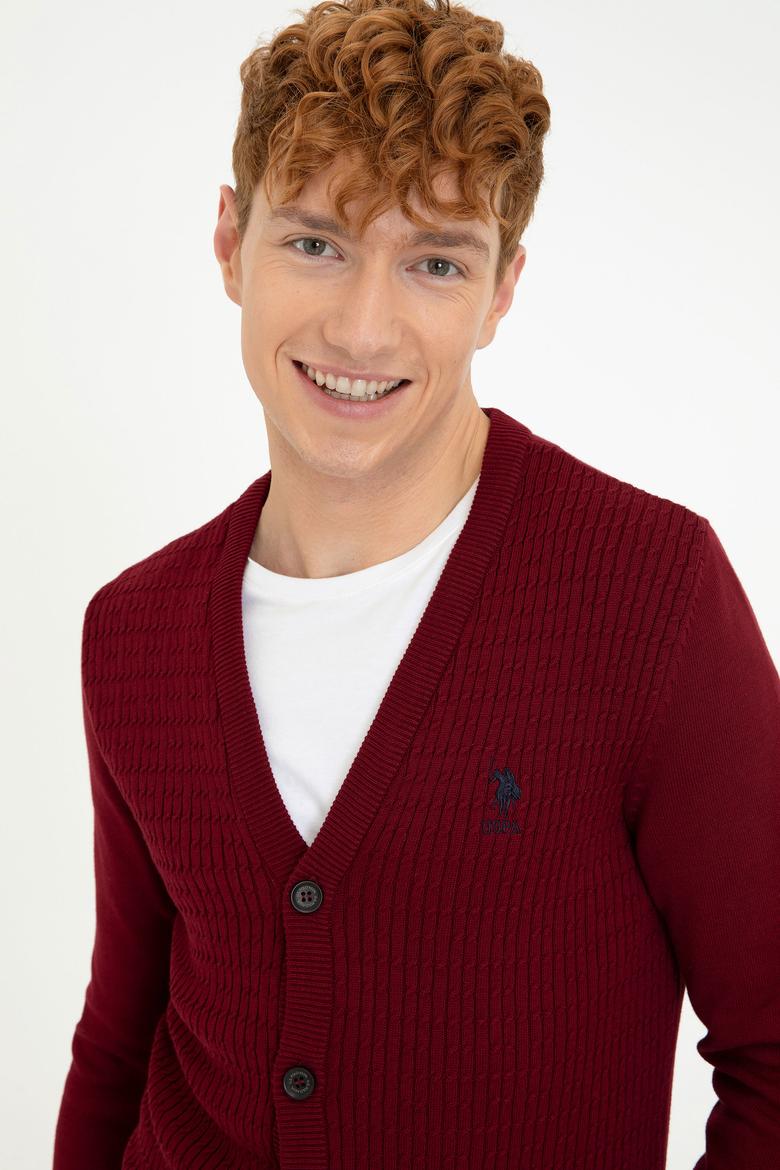 Erkek Bordo Basic Triko Hırka - 50236997046