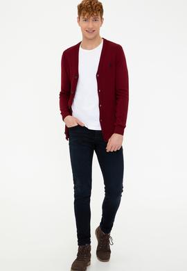 Erkek Bordo Basic Triko Hırka - 50236997046