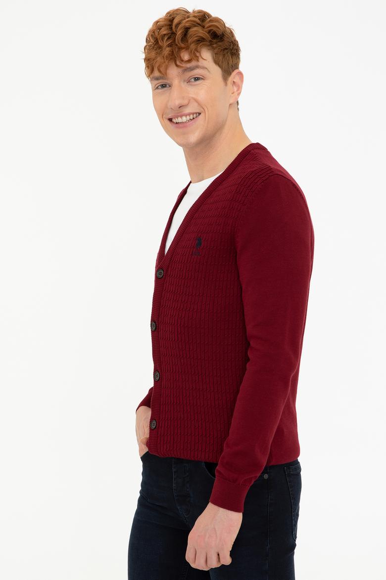 Erkek Bordo Basic Triko Hırka - 50236997046