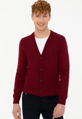 Erkek Bordo Basic Triko Hırka - 50236997046