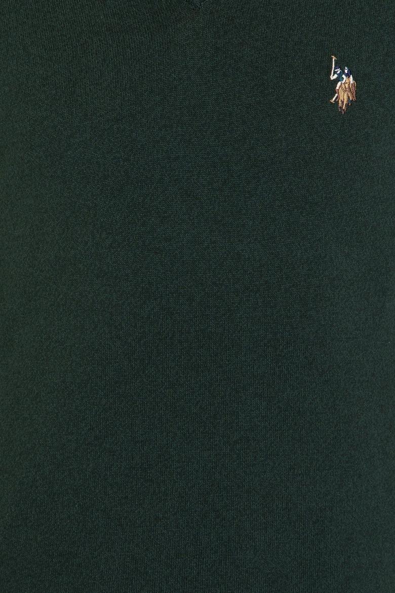 Erkek Yeşil V Yaka Basic Triko Kazak - 50236974056