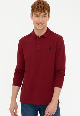 Erkek Bordo Polo Yaka Sweatshirt Basic - 50209212058