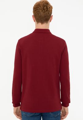 Erkek Bordo Polo Yaka Sweatshirt Basic - 50209212058
