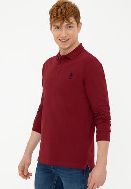 Erkek Bordo Polo Yaka Sweatshirt Basic - 50209212058