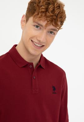Erkek Bordo Polo Yaka Sweatshirt Basic - 50209212058