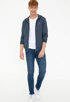 Erkek Lacivert Kapüşonlu Fermuarlı Sweatshirt - 50209069003