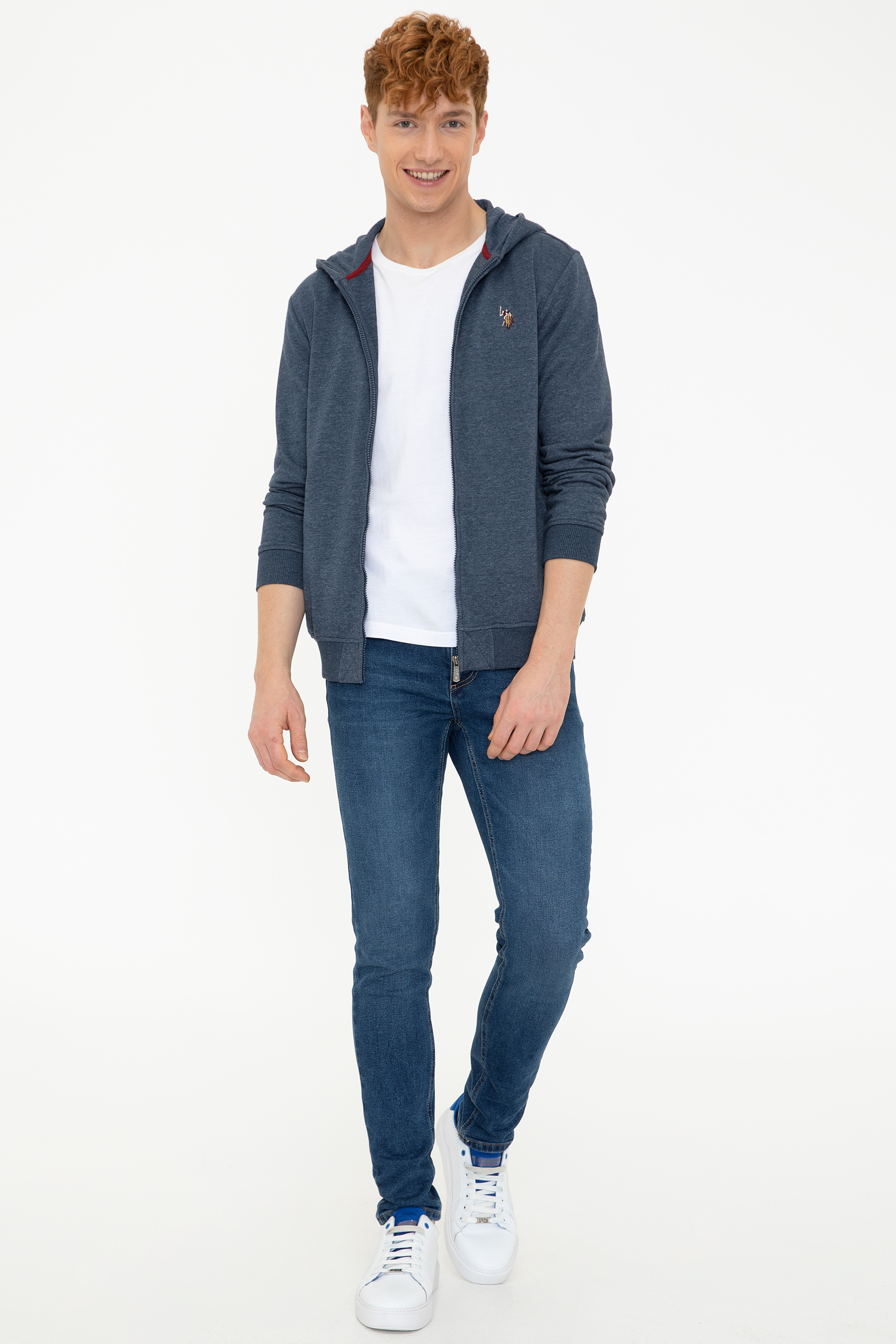 Erkek Lacivert Kapüşonlu Fermuarlı Sweatshirt - Image 5