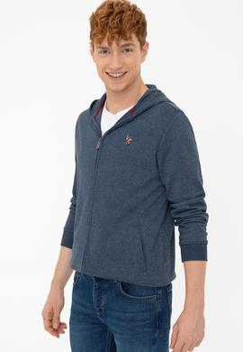Erkek Lacivert Kapüşonlu Fermuarlı Sweatshirt - 50209069003