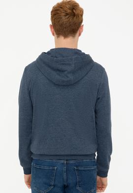 Erkek Lacivert Kapüşonlu Fermuarlı Sweatshirt - 50209069003
