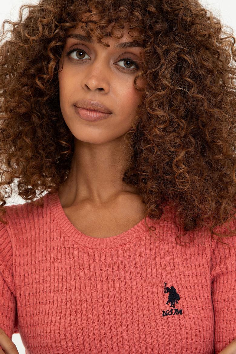 Kadın Kiremit Basic Bisiklet Yaka Kazak - 50237088077