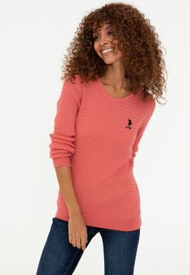 Kadın Kiremit Basic Bisiklet Yaka Kazak - 50237088077