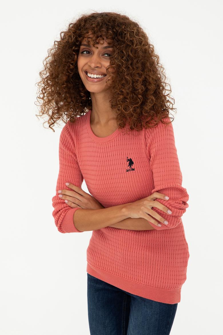 Kadın Kiremit Basic Bisiklet Yaka Kazak - 50237088077