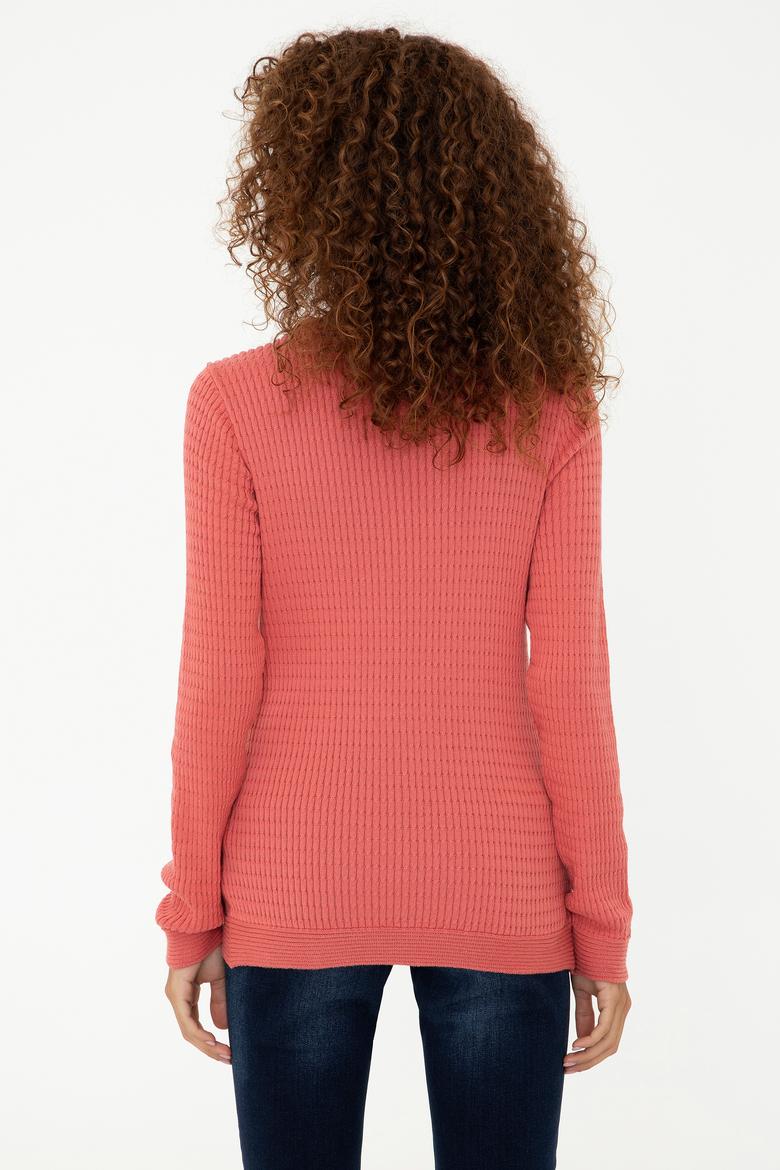 Kadın Kiremit Basic Bisiklet Yaka Kazak - 50237088077