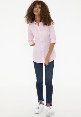 Kadın Pembe Uzun Kollu Basic Gömlek - 50208103034