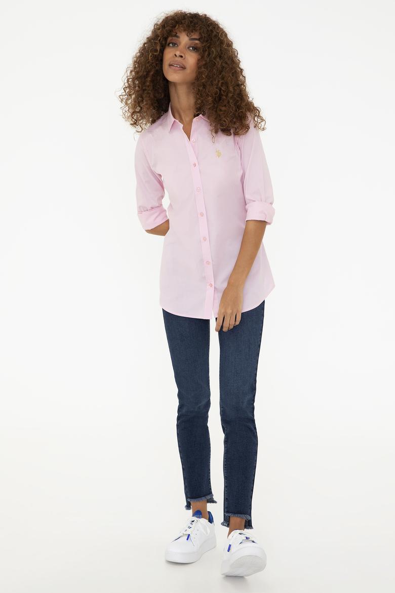 Kadın Pembe Uzun Kollu Basic Gömlek - 50208103034