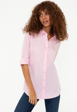 Kadın Pembe Uzun Kollu Basic Gömlek - 50208103034