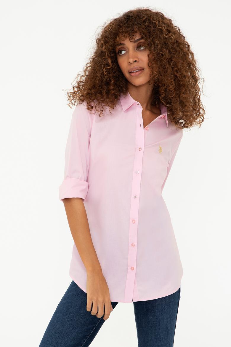 Kadın Pembe Uzun Kollu Basic Gömlek - 50208103034