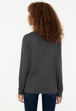 Kadın Antrasit Melanj Triko Hırka - 50237648027