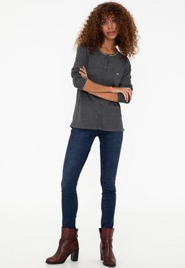 Kadın Antrasit Melanj Triko Hırka - 50237648027