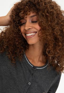 Kadın Antrasit Melanj Triko Hırka - 50237648027