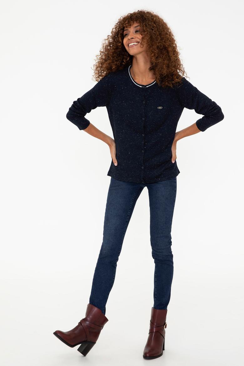 Kadın Lacivert Triko Hırka - 50237648013