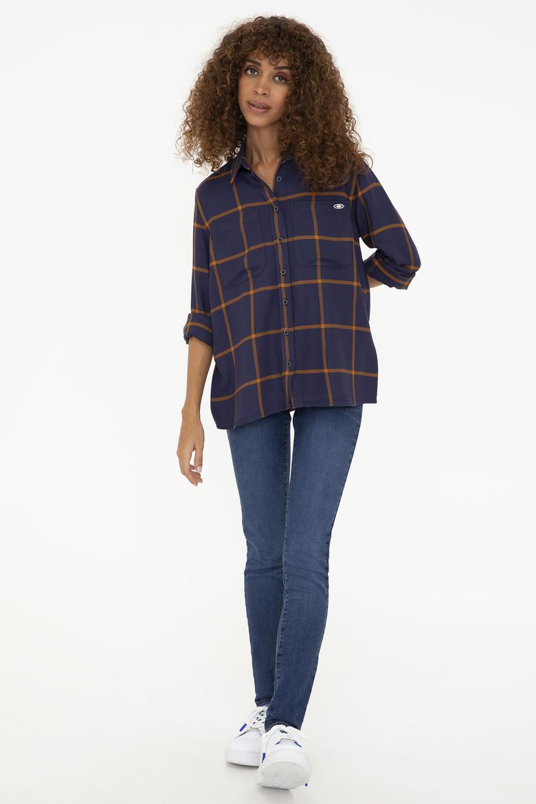 Kadın Lacivert Gömlek Uzunkol - 50237873006