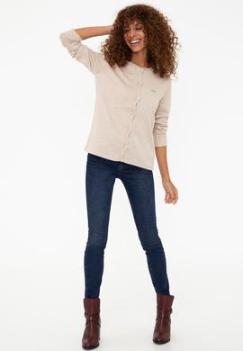 Kadın Bej Melanj Triko Hırka - 50237648021