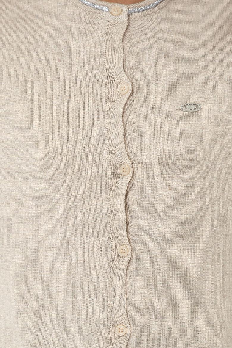 Kadın Bej Melanj Triko Hırka - 50237648021