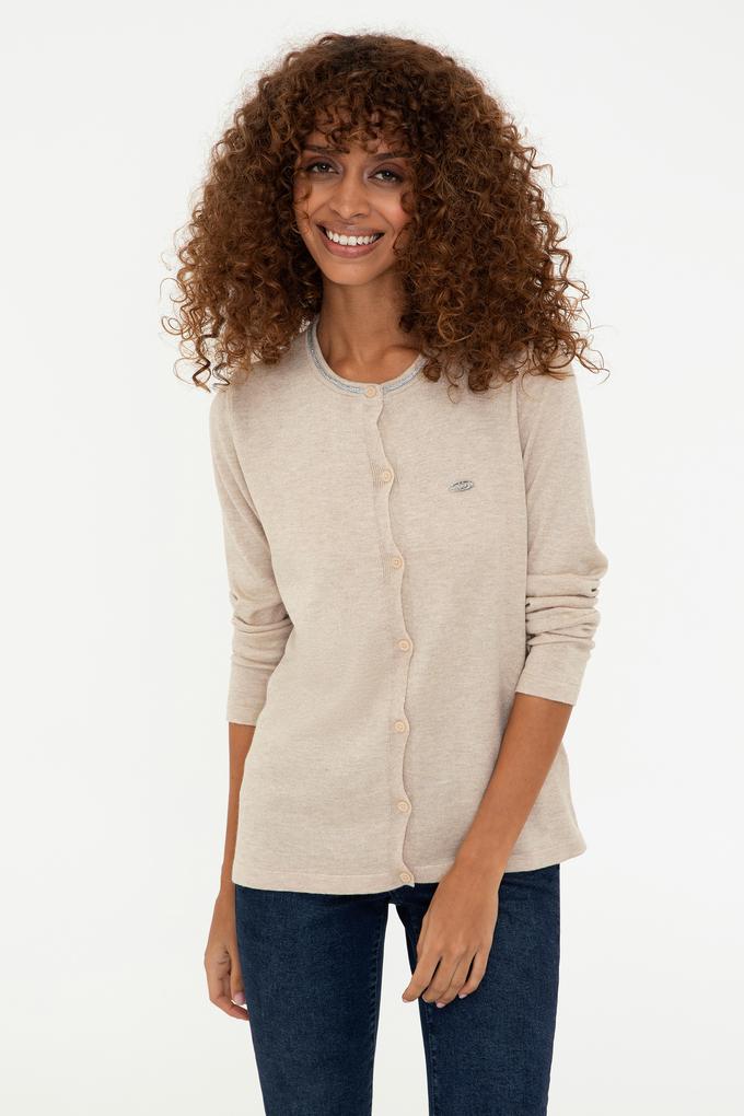 Kadın Bej Melanj Triko Hırka