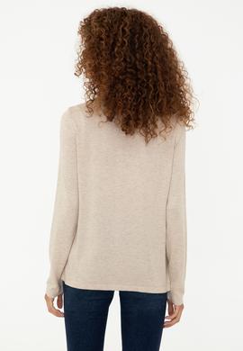 Kadın Bej Melanj Triko Hırka - 50237648021