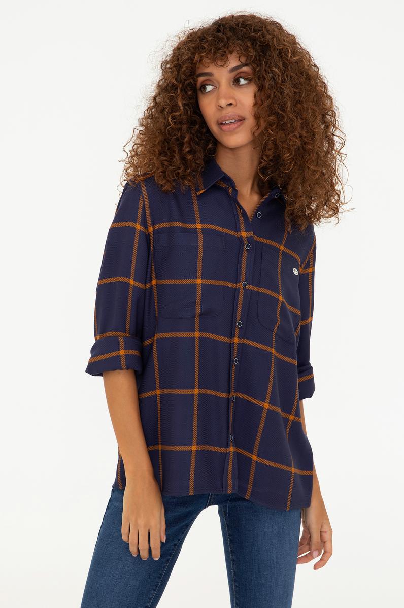 Kadın Lacivert Gömlek Uzunkol