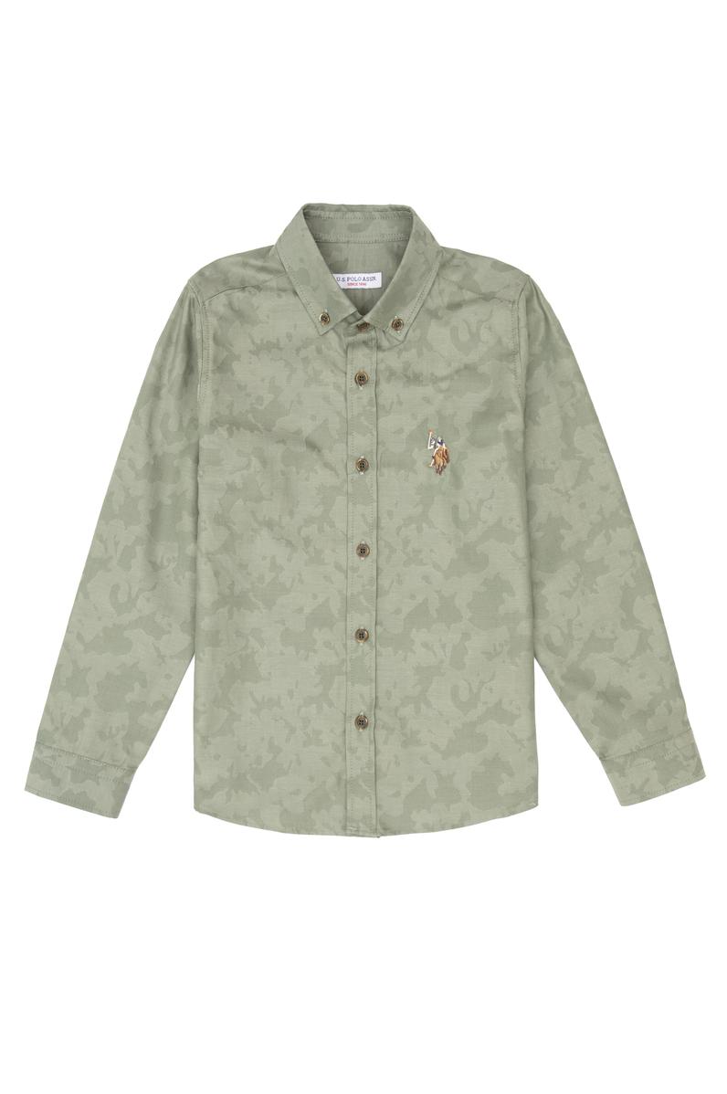 Erkek Çocuk Haki Uzun Kollu Gömlek