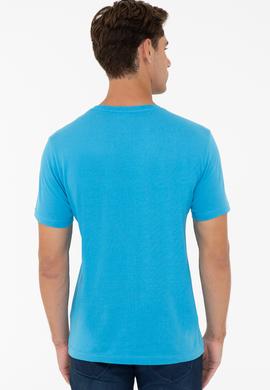 Erkek Kobalt Bisiklet Yaka Basic T-Shirt - 50232300137