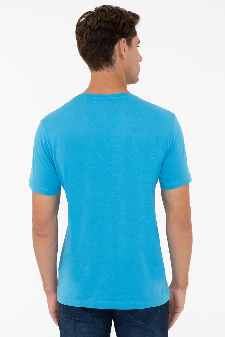 Erkek Kobalt Bisiklet Yaka Basic T-Shirt - 50232300137