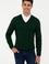 Erkek Yeşil V - Yaka Triko Kazak Basic
