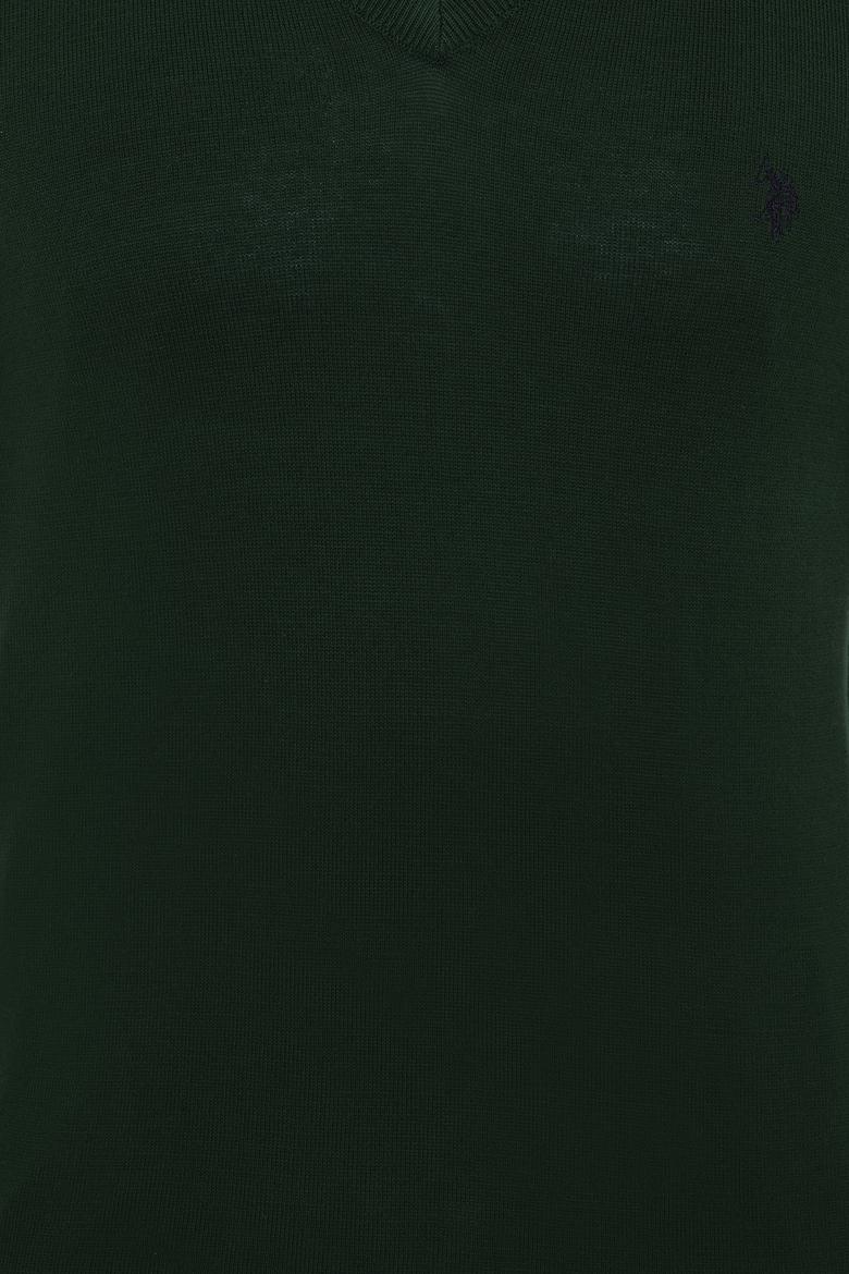 Erkek Yeşil V - Yaka Triko Kazak Basic - 50237037071