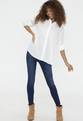 Kadın Krem Uzun Kollu Tunik Gömlek - 50228411034