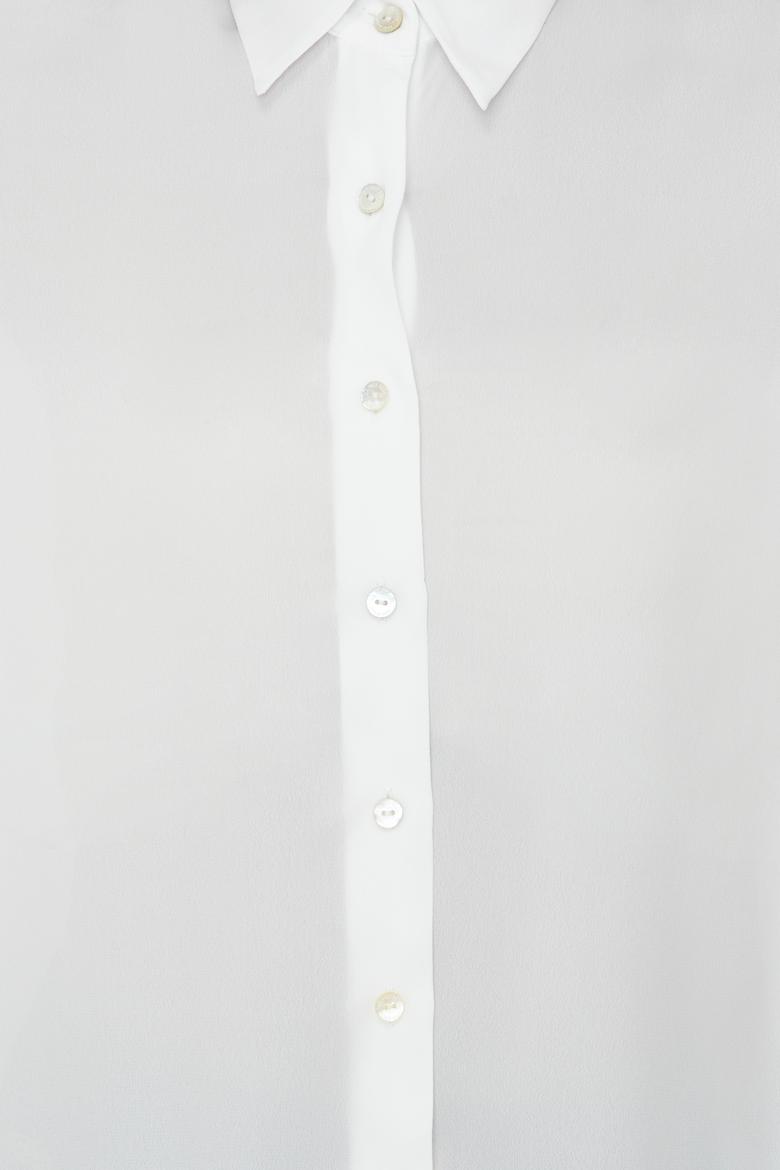 Kadın Krem Uzun Kollu Tunik Gömlek - 50228411034