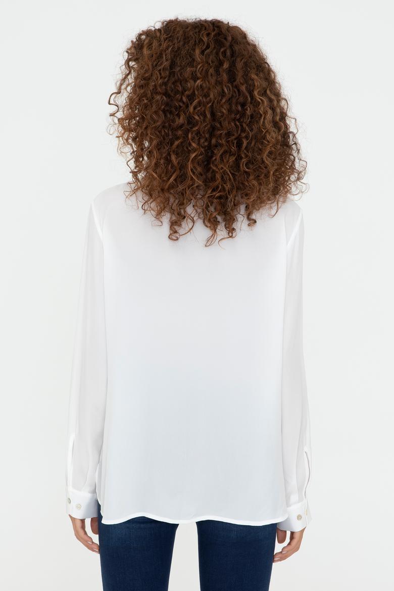 Kadın Krem Uzun Kollu Tunik Gömlek - 50228411034