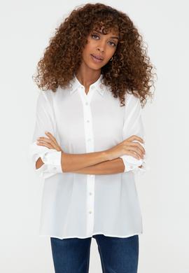 Kadın Krem Uzun Kollu Tunik Gömlek - 50228411034