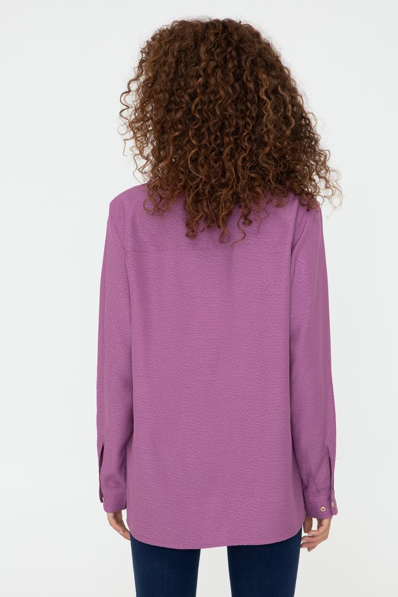 Kadın Menekşe Gömlek Uzunkol - 50237632004