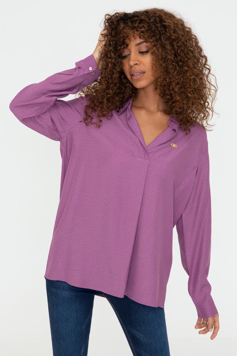 Kadın Menekşe Gömlek Uzunkol - 50237632004