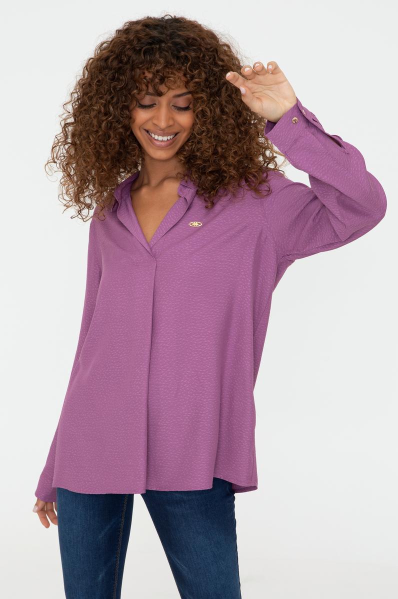 Kadın Menekşe Gömlek Uzunkol
